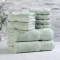 Superior Egyptian Cotton 8-Piece Towel Set, Assorted Towels for Home Bathroom, Guest Bath Decor Essentials, Includes 2 Bath, 4 Hand, 2 Face Towels/Washcloths, Quick Dry, Absorbent, Sage