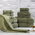 Superior Egyptian Cotton 12-Piece Towel Set, Assorted Towels, Home Bathroom, Master, Guest Bath, Decor Essentials, 4 Bath, 4 Hand, 4 Face Towels/Washcloths, Quick Dry, Absorbent, Forest Green