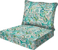Honeycomb Outdoor Essentials Deep Seat, 24 x 24, Geneva Paisley Turquoise Chair Cushion for Patio Furniture