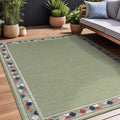 Beverly Rug Outdoor Rug 8x10 Modern Bordered Area Rugs for Indoor and Outdoor Patio Easy to Clean Non Shedding Living Room Porch Garden Washable Outside Carpet (8 x 10 Green)