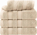 American Soft Linen Salem 100% Cotton Turkish 4 Piece Hand Towels for Bathroom, 600 GSM Soft Absorbent Quickdry Hand Face Towel Set, Beige