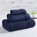 Superior Egyptian Cotton 3-Piece Towel Set, Assorted Towels for Home Bathroom, Master, Guest Bath, Decor Essentials, Includes 1 Bath, 1 Hand, 1 Face Towel/Washcloth, Quick Dry, Absorbent, Navy Blue