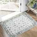 jinchan Area Rug 2x3 Washable Vintage Floral Rug Indoor Entryway Non-Slip Door Mats Soft Carpet for Living Room Bedroom Bathroom Home Office Grey