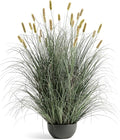 4ft Onion Grass, Artificial Plant and Greenery, Fake Floor Plants Indoor Outdoor, Potted Faux Green Bristlegrass with Yellow Spikes, Large Size Horsetail Reed Grass, House Decorative