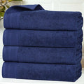 Superior Honeycomb Cotton Medium Weight Towels, for Guest Bath, Master Bathroom, Shower, Quick Dry, Adults, Home Essentials, Textured Waffle Border, Towel Set, Bath Towels, Set of 4, Navy Peony