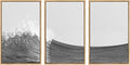 SIGNWIN 3 Piece Framed Canvas Wall Art Black and White Ocean Waves Nature Wilderness Illustrations Abstract Traditional Relax/Calm Home Artwork Decoration for Living Room,Bedroom - 16