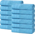 Superior Honeycomb Cotton Medium Weight Towels, for Guest Bath, Master Bathroom, Shower, Quick Dry, Adults, Home Essentials, Textured Waffle Border, Assorted Towel Set, 12 Piece Face Towel Set, Azure