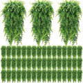 Geosar 96 Pcs Artificial Hanging Plants 32 Inch Hanging Boston Ferns Plastic Fake Plants for Wall Room Garden Wedding Garland Indoor Outdoor Decoration, No Basket