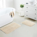 YHF Bathroom Rug Set 2 Piece, Extra Thick & Soft Microfiber Shaggy, Machine Washable Bath Mats, Absorbent Bath Rugs, Non-Slip Rubber Backing Bath Mat for Bathroom Floor, Tub and Shower, Beige