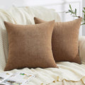 GAWAMAY Decorative Square 16x16 Inch Throw Pillow Covers Set of 2, Super Soft Chenille Pillows Farmhouse Fall Pillowcase for Living Room Bedroom Sofa Couch Cushion Cover Brown 40x40cm (No Inserts)