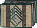 Hand-Woven Wicker Reed Placemats Coaster Set Eco-Friendly Alternative to Plastic Heat Resistant Thai Style Durable Easy to Clean for Dining Table Set of 4 (Medium, Dark Green)