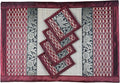 Hand-Woven Wicker Reed Placemats Coaster Set Eco-Friendly Alternative to Plastic Heat Resistant Thai Style Durable Easy to Clean for Dining Table Set of 4 (Large (Type2), Dark Red-Striped)