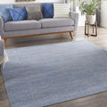 Nourison Essentials Indoor/Outdoor Blue/Grey 7' x Square Area Rug, Easy Cleaning, Non Shedding, Bed Room, Living Room, Dining Room, Backyard, Deck, Patio (7 Square)