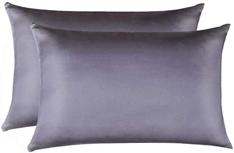 100% Mulberry Silk Pillowcases Set of 2 for Hair and Skin and Super Soft and Breathable King Size Nature Silk Pillowcases (King, Gray)