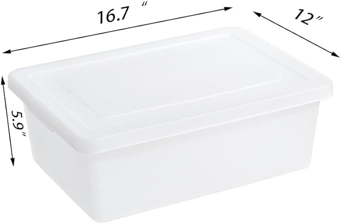 Stackable Plastic Storage Bins with Lids,Container to Organize Shoes and Crafts on Closet Shelves,Garage, Totes, Tubs Boxes Organizing 4 Pack (4L)
