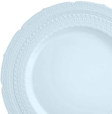 " OCCASIONS " 240 Plates Pack,(120 Guests) Extra Heavyweight Vintage Wedding Disposable/Reusable Plastic Plates 120x11'' Dinner + 120x8.25'' Salad/Dessert Plate (Chateau Blue)