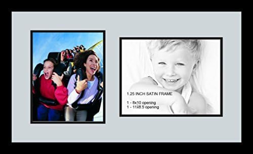 ArtToFrames Collage Photo Frame Double Mat with 1 - 8.5x11^ 8x10 Openings and Satin Black Frame