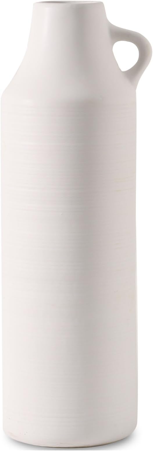 Mitt&Ditt Tall Floor Vase with Handles, 22.8 inch Large Flower Vase, Boho Decorative Pampas Grass Vases, Modern Ceramic Vase for Home Decor, Living Room, Table (White)