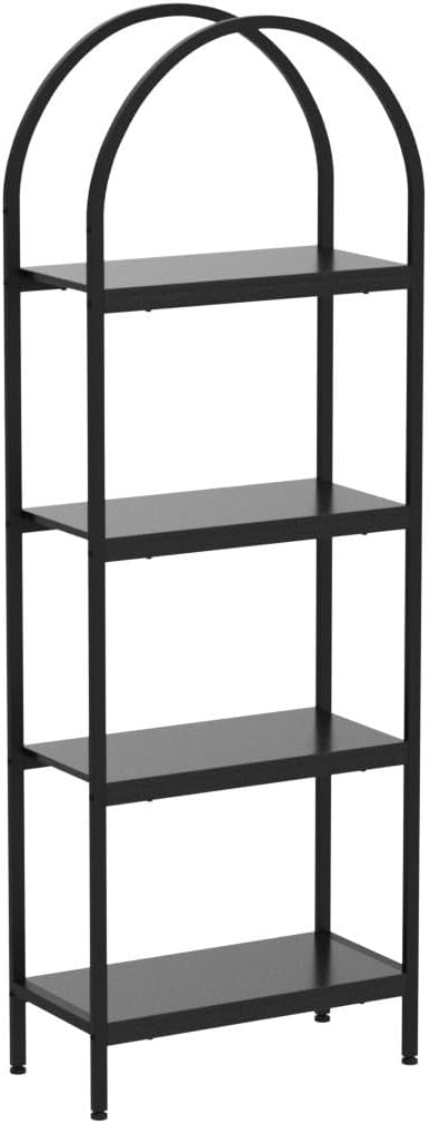 Tribesigns 4-Tier Open Bookshelf Set of 2, 70.8" Industrial Wood Bookcase with Metal Frame, Freestanding Display Rack Tall Shelving Unit for Office, Bedroom (Black, 2PCS)