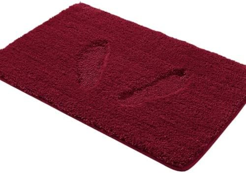 YHF Bathroom Rugs 17" X 24", Extra Thick & Soft Microfiber Shaggy, Machine Washable Bath Mats, Absorbent Bath Rugs, Non-Slip Rubber Backing Bath Mat for Bathroom Floor, Tub and Shower, Burgundy