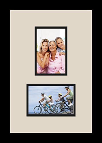 ArtToFrames Collage Photo Frame Double Mat with 2 - 4x6 Openings and Satin Black Frame