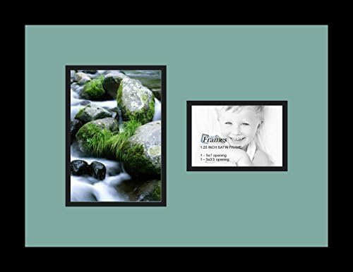ArtToFrames Collage Photo Frame Double Mat with 1 - 3.5x5^ 5x7 Openings and Satin Black Frame