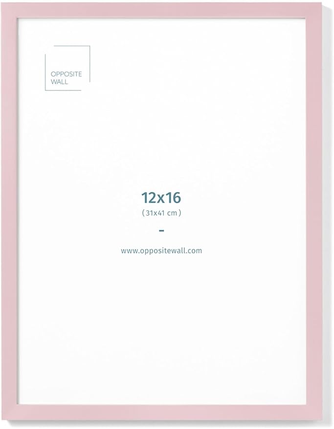 Opposite Wall - 12x16 in - Real Wood Pink Picture Frame - Lightweight, Versatile & Shatterproof - Wall Hanging & Tabletop Photo Frame - Office, Gallery & Home Decor