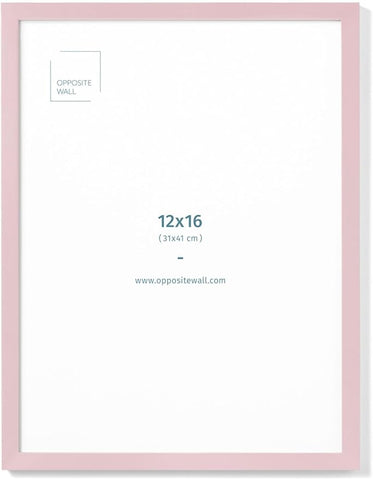 Opposite Wall - 12x16 in - Real Wood Pink Picture Frame - Lightweight, Versatile & Shatterproof - Wall Hanging & Tabletop Photo Frame - Office, Gallery & Home Decor
