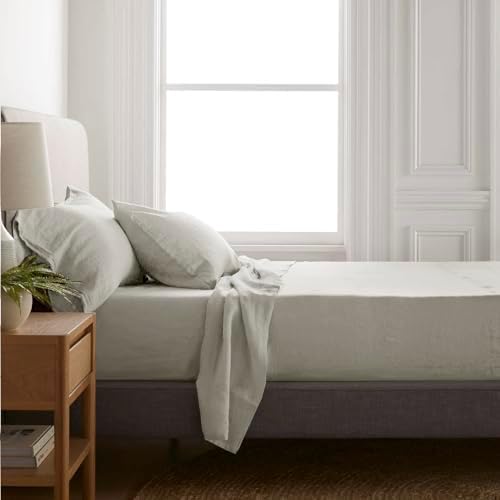 Talasily Linen Sheets-Queen Size Sheets Set,Blend from Linen Cotton Bedsheets,All Seasons Soft Breathable 4 Piece Set-Beige