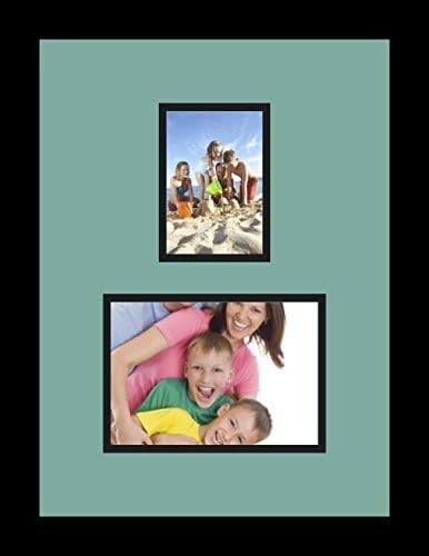 ArtToFrames Collage Photo Frame Double Mat with 1 - 3.5x5^ 5x7 Openings and Satin Black Frame