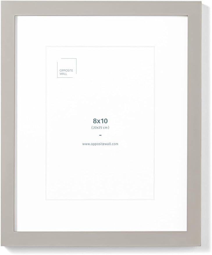 Opposite Wall - 8x10 in - Real Wood Grey Picture Frame - Lightweight, Versatile & Shatterproof - Wall Hanging & Tabletop Photo Frame - Office, Gallery & Home Decor