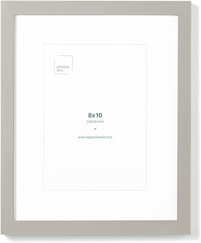 Opposite Wall - 8x10 in - Real Wood Grey Picture Frame - Lightweight, Versatile & Shatterproof - Wall Hanging & Tabletop Photo Frame - Office, Gallery & Home Decor
