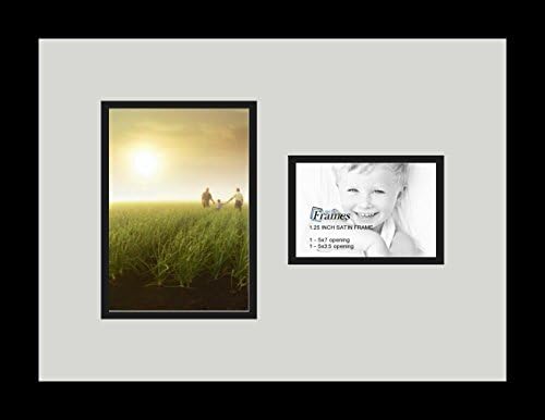 ArtToFrames Collage Photo Frame Double Mat with 1 - 3.5x5^ 5x7 Openings and Satin Black Frame
