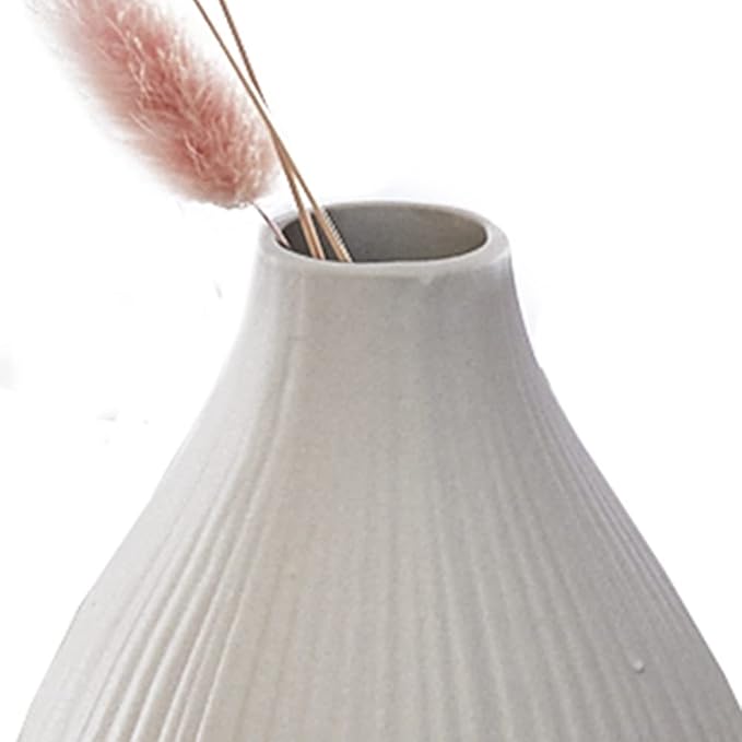 Chive ‘Frost’ Ceramic Flower Vase — Set of 6 Beautiful Small Bud Vases for Flowers & House Plants — Perfect Shelf Centerpieces and Living Room Decor — Light Gray
