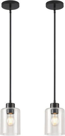 Black Pendant Lights Kitchen Island - Seeded Glass Pendant Light Fixture Multiple Stems Rods 3 Units 12 Inch 3 Units 4 Inch (2 Pack Black Seeded Downrod)