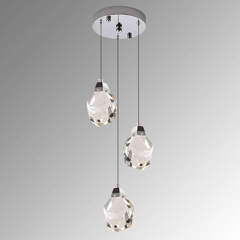 3 Lights Pendant Light Fixture, Cluster Crystal Pendant Lighting Chrome, Modern Dimmable Triple Pendant Chandelier for Kitchen Island, Dining Room