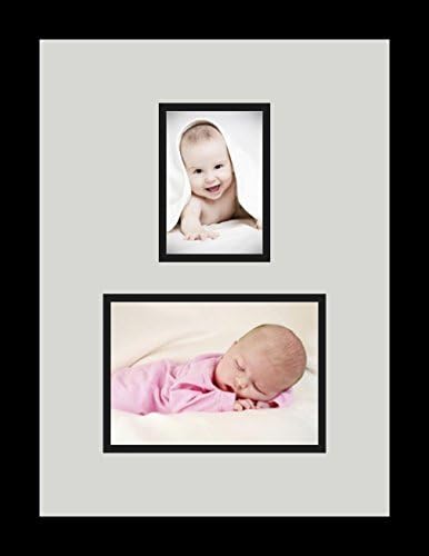 ArtToFrames Collage Photo Frame Double Mat with 1 - 3.5x5^ 5x7 Openings and Satin Black Frame