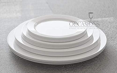 " OCCASIONS " 120 Plates Pack, Heavyweight Disposable Wedding Party Plastic Plates (6.25'' Dessert/Bread Plate, Plain White)