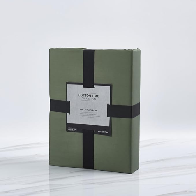 VM VOUGEMARKET Green Duvet Cover Queen,3pcs Silky Cooling Sateen Cotton Bedding Set for Hot Sleeper,Soft Breathable Duvet Cover with Zipper (Dark Green,Queen)