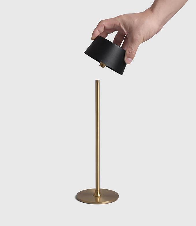 DAWALIGHT Cordless Lamp 4000mAh Rechargeable tbale lamp LED Desk Lamp Tempered Glass Stepless Dimming Black and Gold Battery Operated Portable Cordless 2700K Gold Base