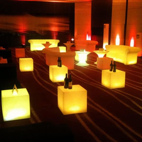 20-Inch LED Light Cube Decorative Glow Furniture Waterproof Rechargeable Adjustable RGB Color Changing w/Remote for Party Lamp Night Romantic Indoor Outdoor Lighting
