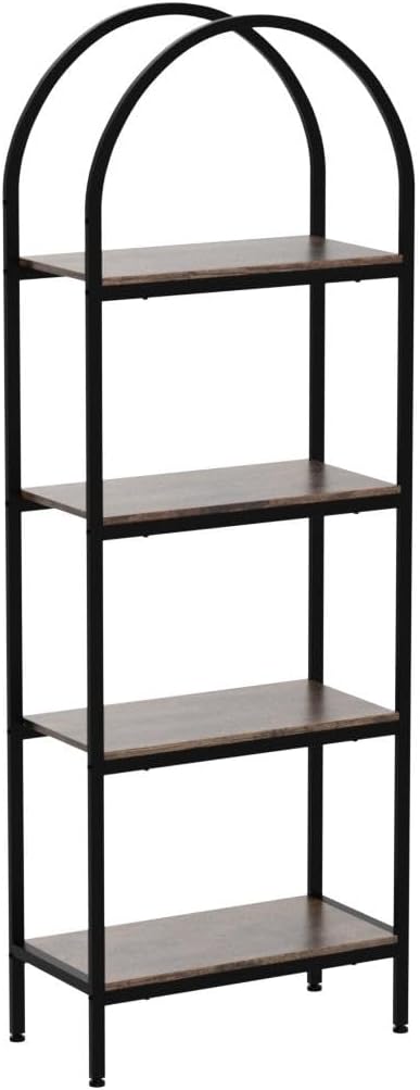 Tribesigns 4-Tier Open Bookshelf Set of 2, 70.8" Wood Bookcase Storage Shelves with Metal Frame, Freestanding Display Rack Tall Shelving Unit for Office, Bedroom, Living Room (Rustic Brown, 2PCS)