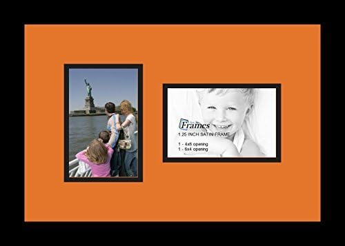 ArtToFrames Collage Photo Frame Double Mat with 2 - 4x6 Openings and Satin Black Frame