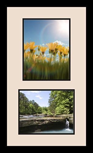 ArtToFrames Collage Photo Frame Double Mat with 1 - 8.5x11^ 8x10 Openings and Satin Black Frame