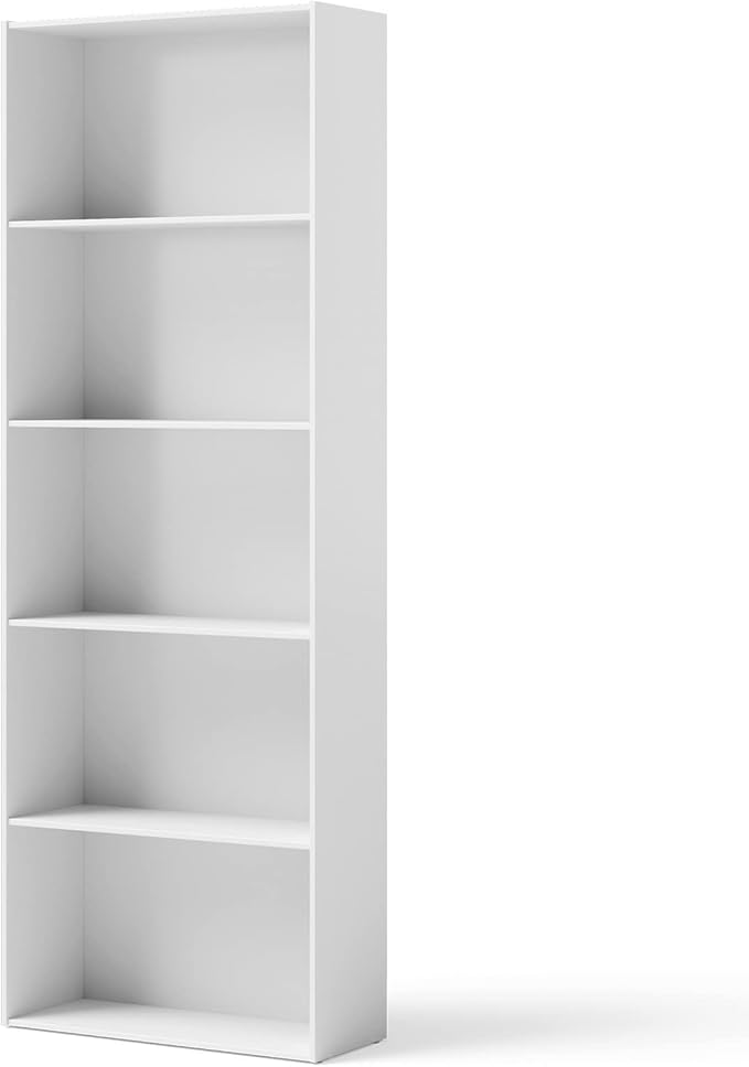 Tangkula 5-Tier Bookcase, 67” Tall Freestanding Bookshelf with 5 Open Shelves, Anti-Toppling Kits, Floor Display Storage Organizer for Living Room, Study, Kitchen, Home & Office (White, 67" H)