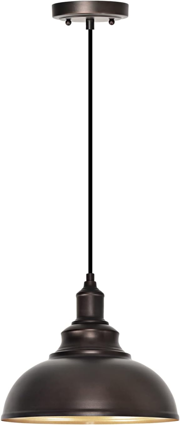 1 Pack Farmhouse Pendant Light Bronze Pendant Lighting for Kitchen Island Industrial Hanging Barn Light Pendant Lighting Over Island Sink Light Fixtures