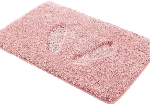 YHF Bathroom Rugs 20" X 32", Extra Thick & Soft Microfiber Shaggy, Machine Washable Bath Mats, Absorbent Bath Rugs, Non-Slip Rubber Backing Bath Mat for Bathroom Floor, Tub and Shower, Pink