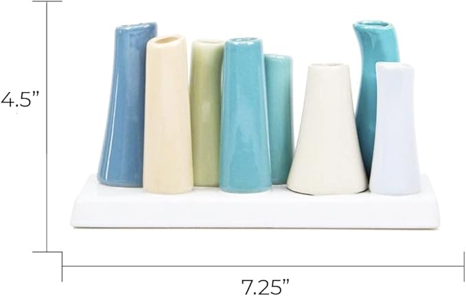 Chive - Pooley 2, Ceramic Flower Vase, 8-Tube Shape (Steel Blue)