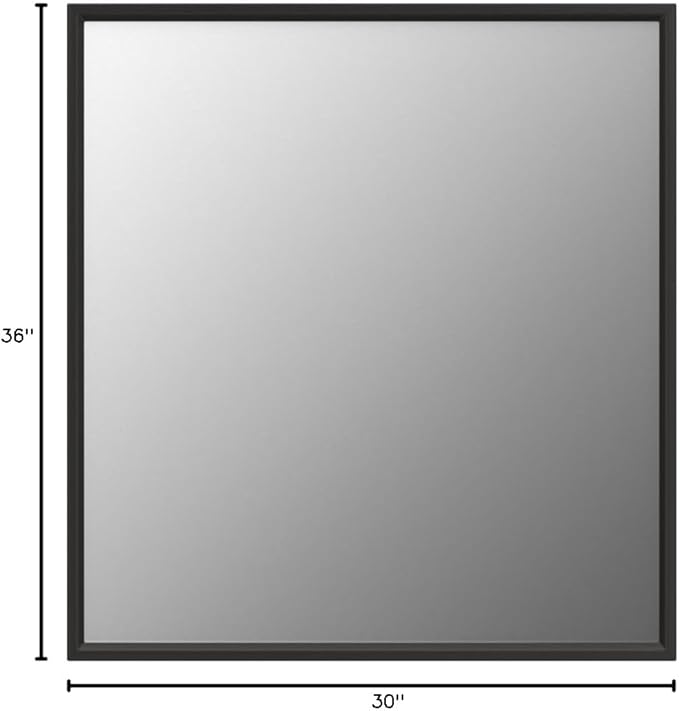 LOAAO 30"X36" Black Rectangle Bathroom Mirror Wall, Matte Black Aluminum Alloy Frame, Tempered Glass, Hangs Vertically or Horizontally, Easy to Install