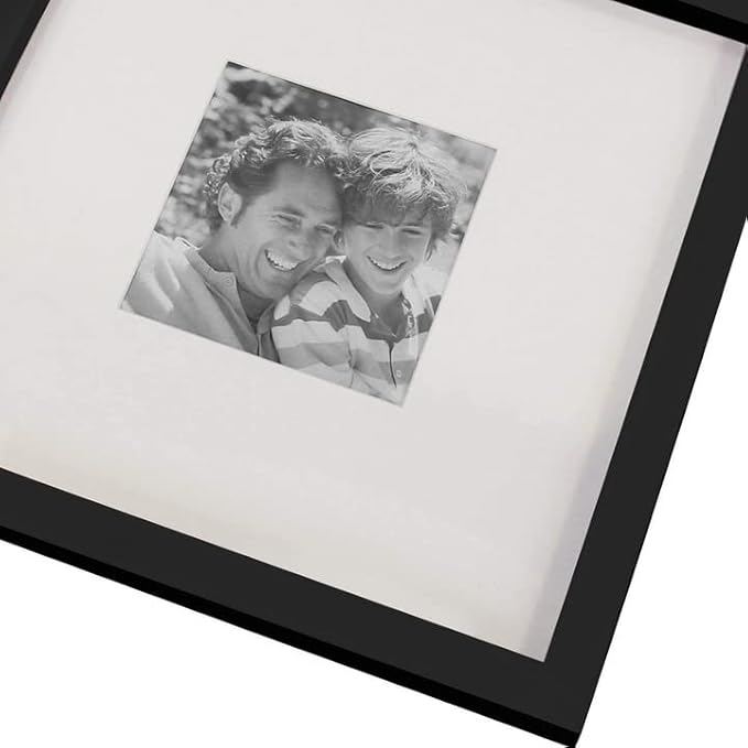 J.M.Deco 13 Pack Family Tree Photo Frame Collection with Lvory Mat Set- Photo Size One 4''x4'' Five 4''x6'' Three 5''x7''- PVC-Wall Mounting Picture Frame for Home Living Room Bedroom 3D Design-Black